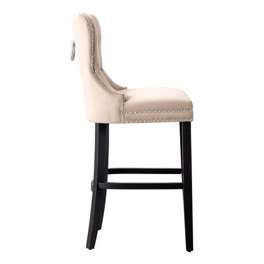 Wordford 29" Tufted Velvet Bar Stool, Black