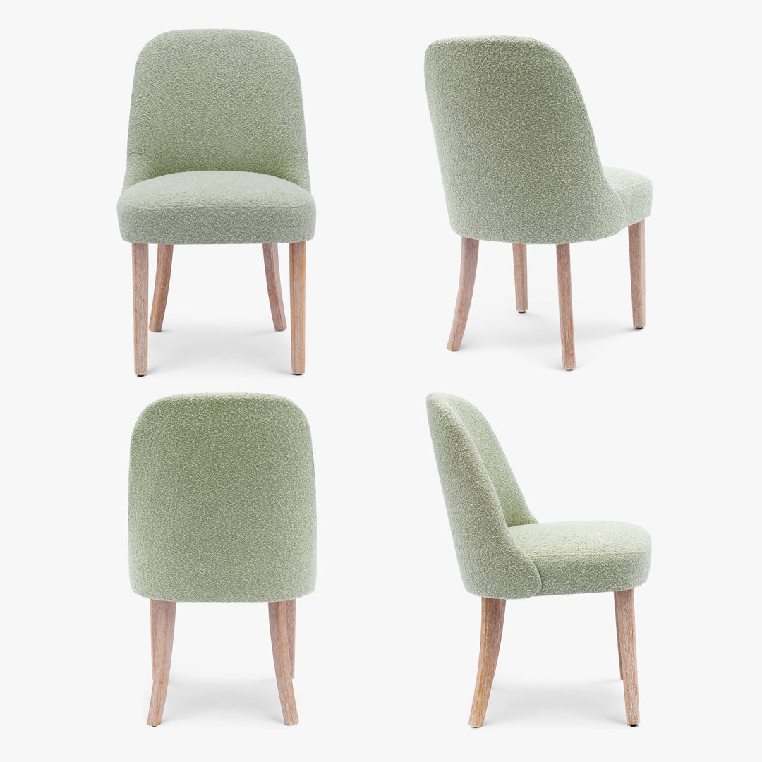 Genevieve Mid-Century Modern Upholstered Boucle Dining Chair (Set of 4)