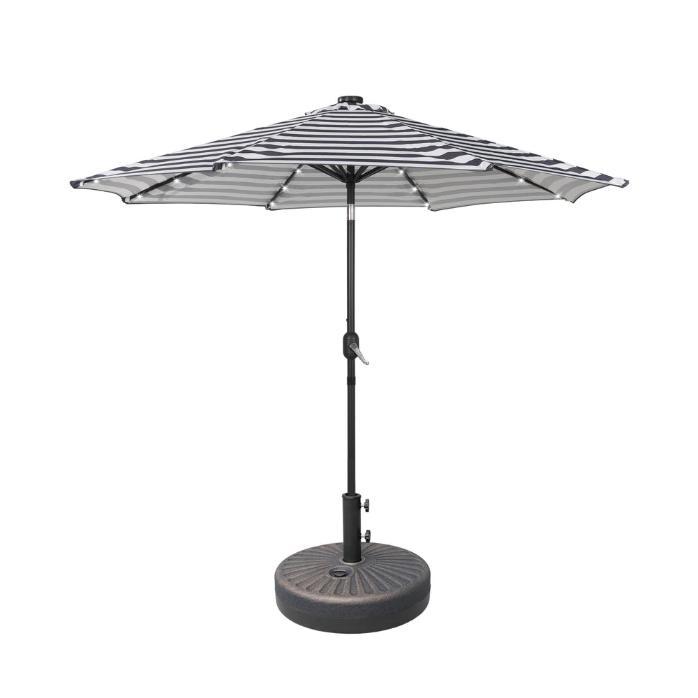 Cyrus 9 ft. Patio Solar LED Market Patio Umbrella with Base