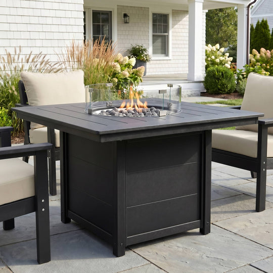 Helios Modern Outdoor Patio Propane 42" Square Fire Pit Table