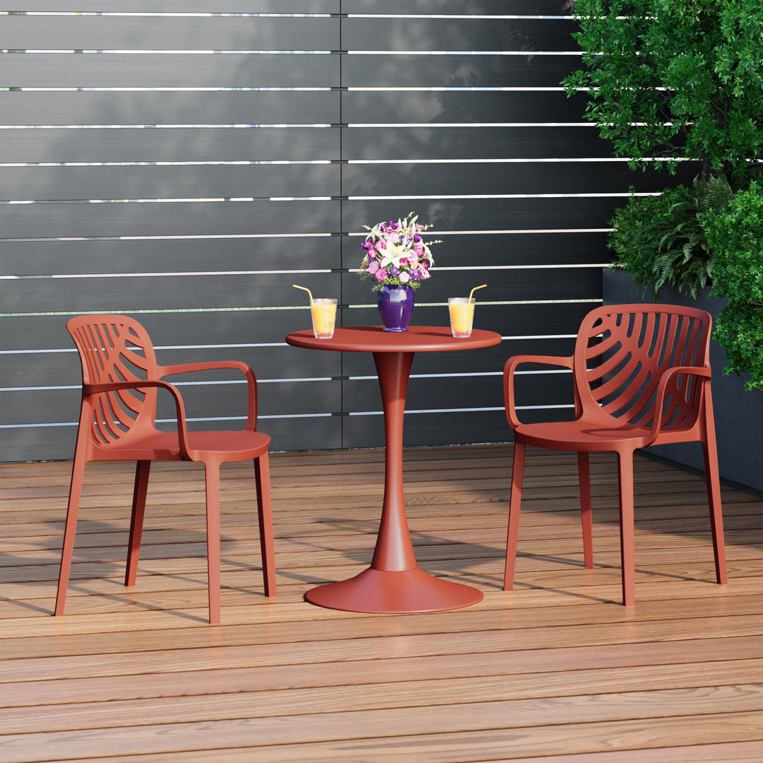 Playa Outdoor Modern Stackable Patio Dining Armchairs (Set of 2)