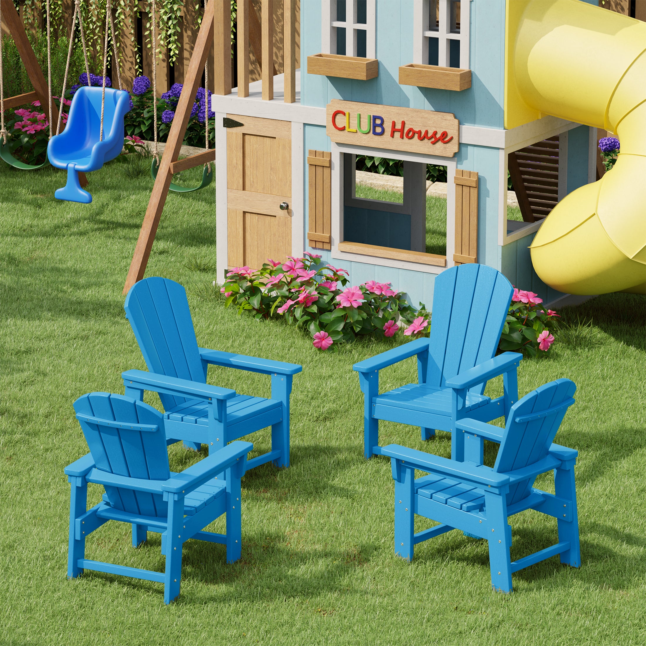 Malibu Kids Outdoor Adirondack Plastic Patio Chair (Set of 4)