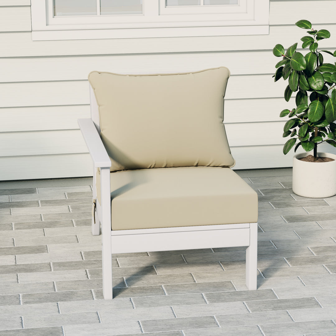 Avalon Outdoor Patio HDPE Left Arm Sectional Corner Club Chair with Patio Cushions