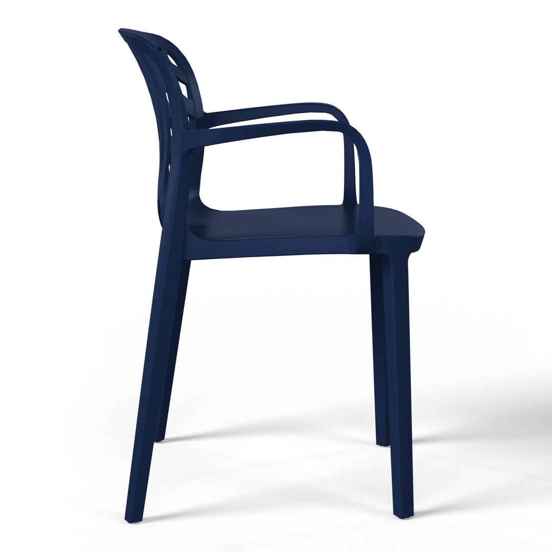 Playa Outdoor Modern Stackable Patio Dining Armchairs (Set of 2)