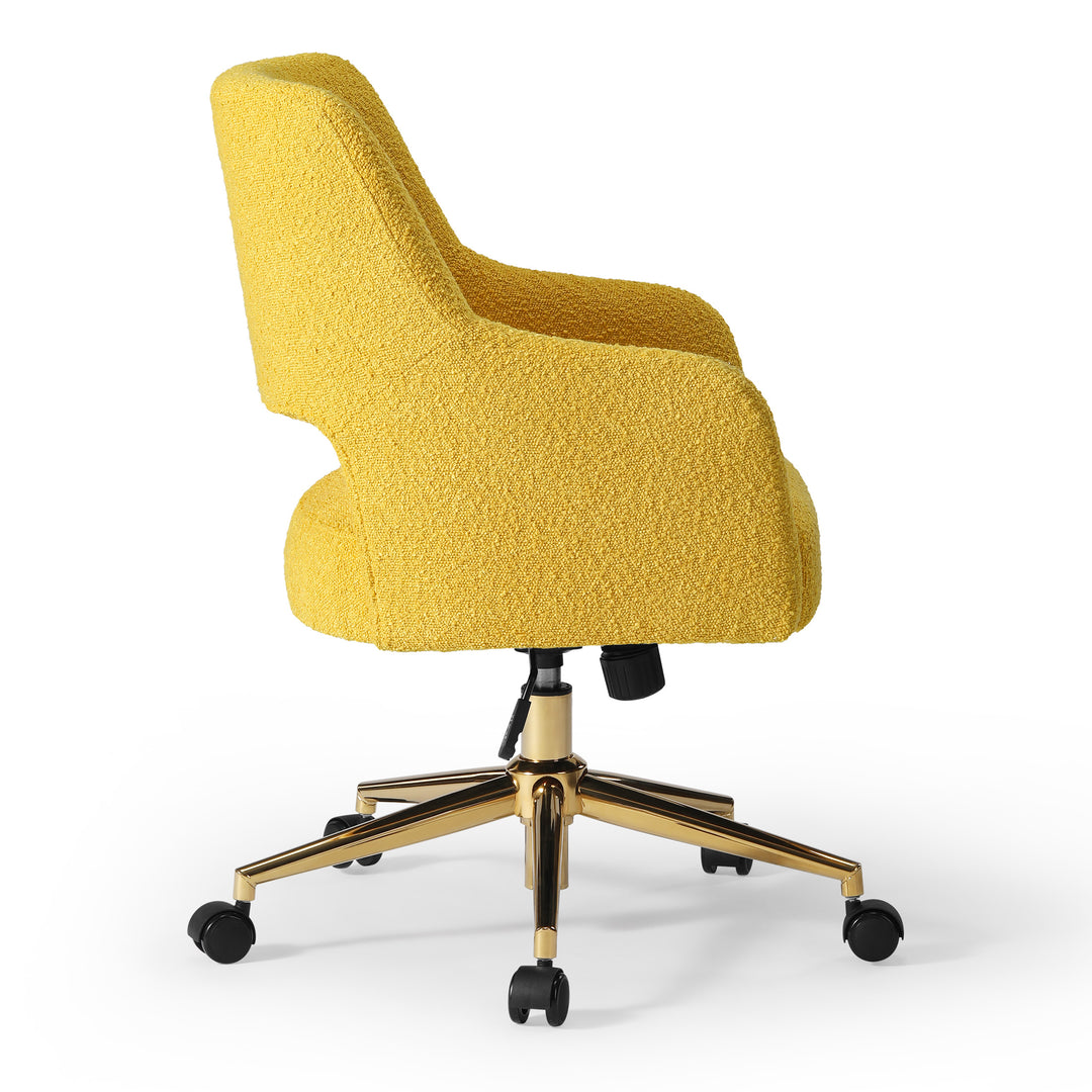 Genevieve Mid-Century Modern Swivel Office Vanity Chair with Wheels