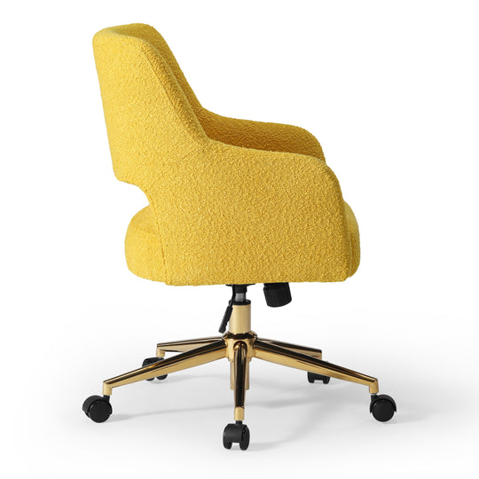 Genevieve Mid-Century Modern Swivel Office Vanity Chair with Wheels