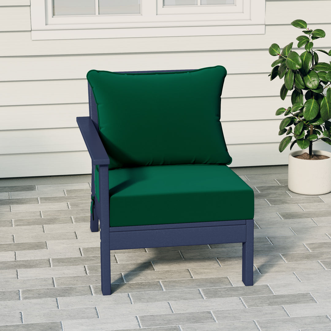 Avalon Outdoor Patio HDPE Left Arm Sectional Corner Club Chair with Patio Cushions