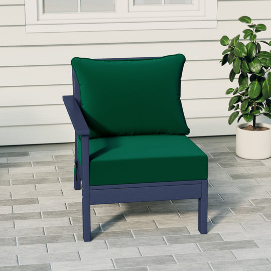 Avalon Outdoor Patio HDPE Left Arm Sectional Corner Club Chair with Patio Cushions