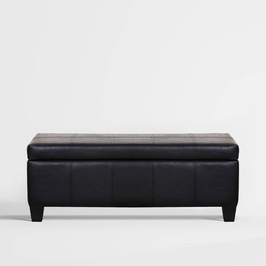 Jake 42" Inch Faux Leather Storage Ottoman Bench for Living Room Bedroom Furniture