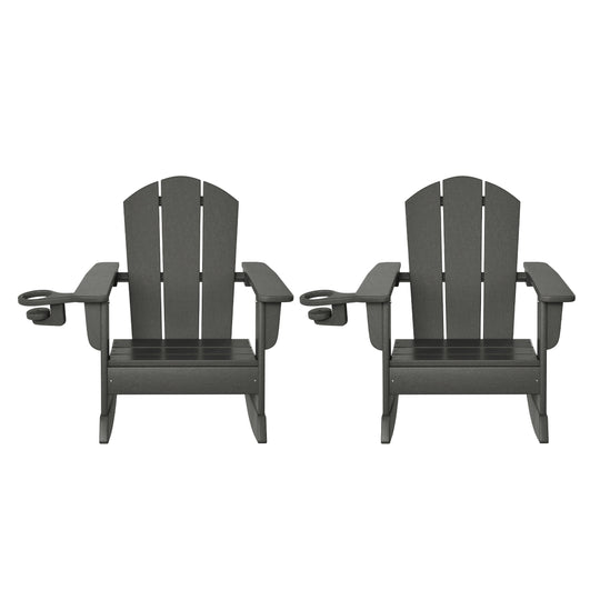 Malibu Outdoor HDPE Plastic Preschool Toddler Classic Adirondack Rocking Chairs (Set of 2)