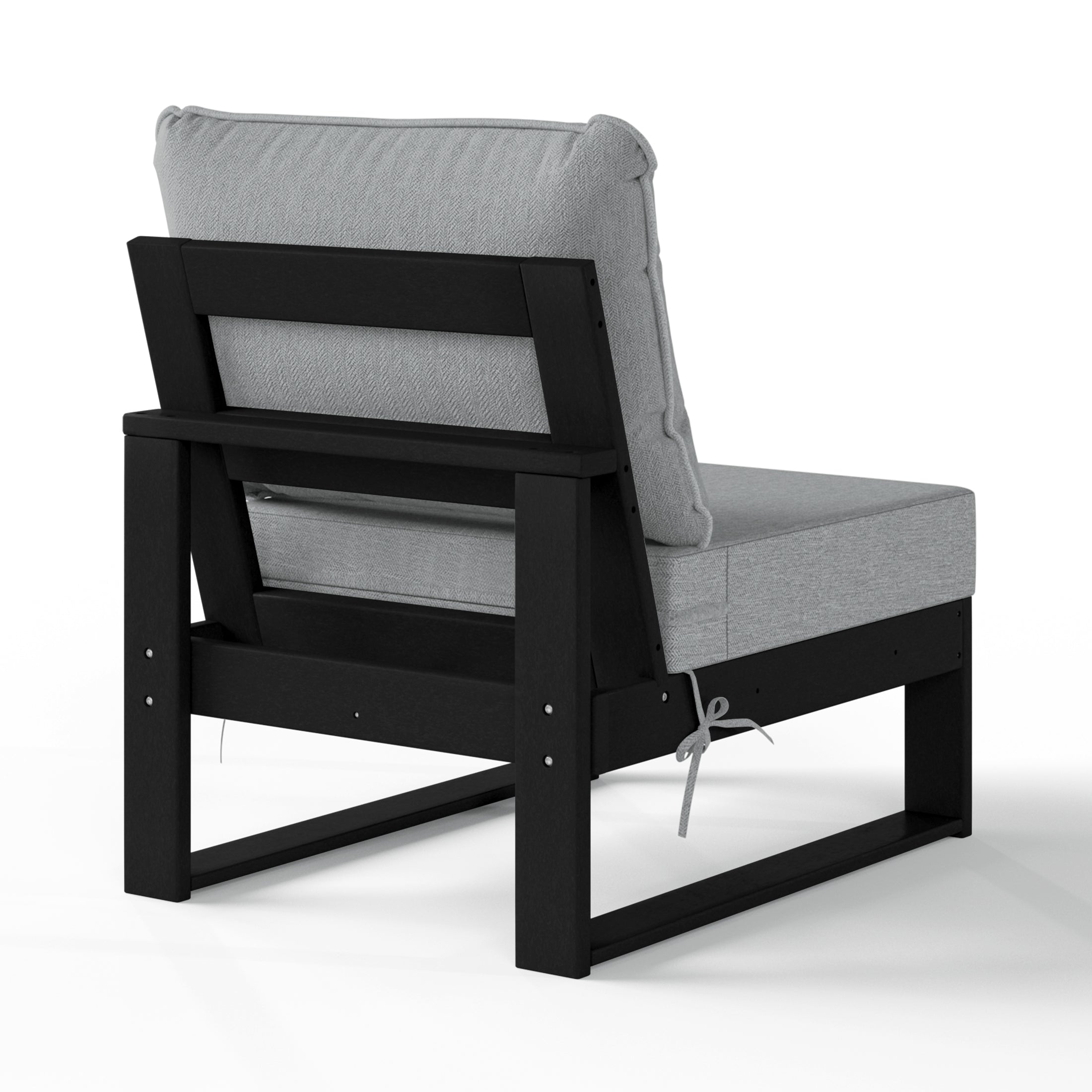 Montara Outdoor HDPE Sectional Armless Chair with Water-Proof Patio Cushions
