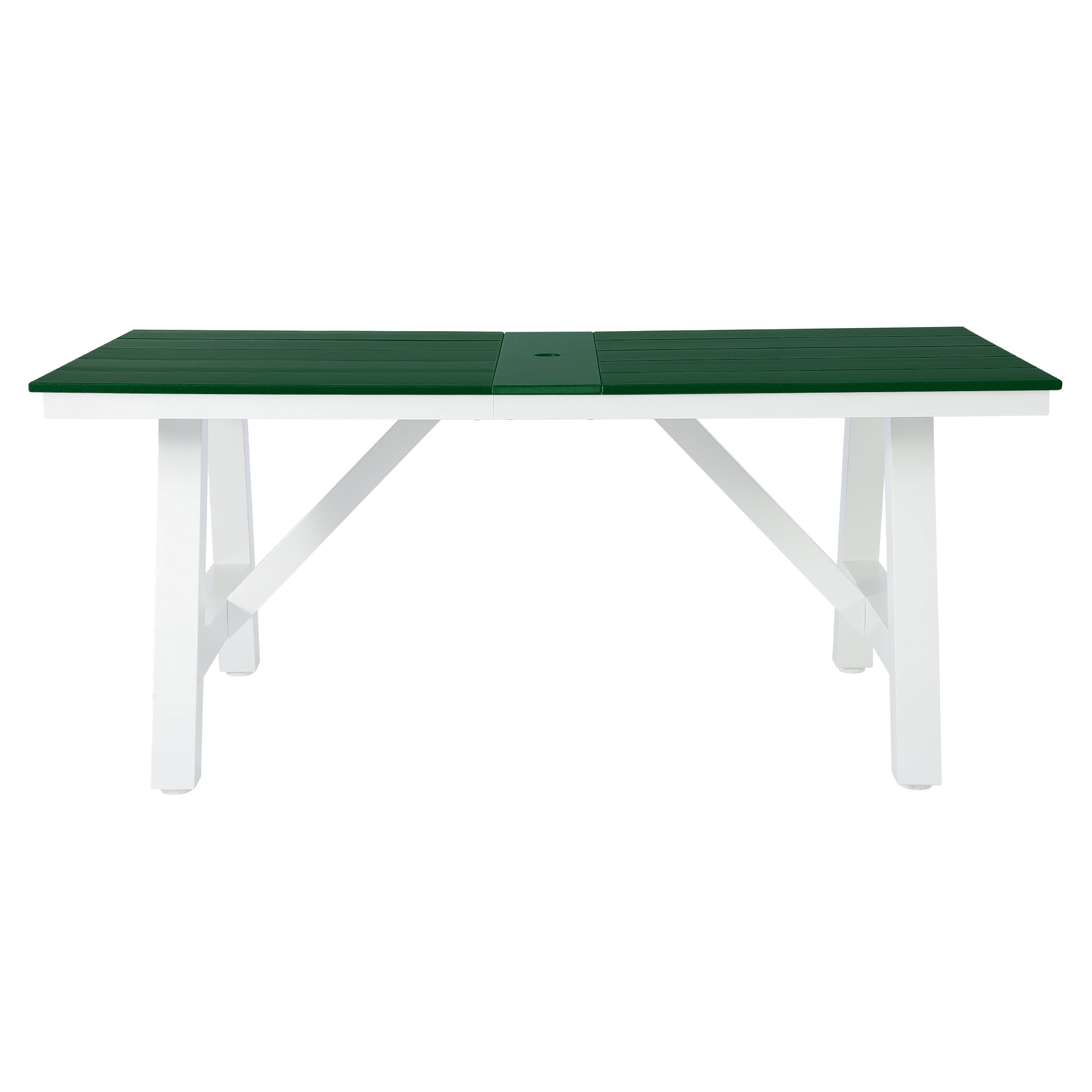 Cape May 72" HDPE Rectangle Outdoor Patio Dining Table With Umbrella Hole and Metal Frame