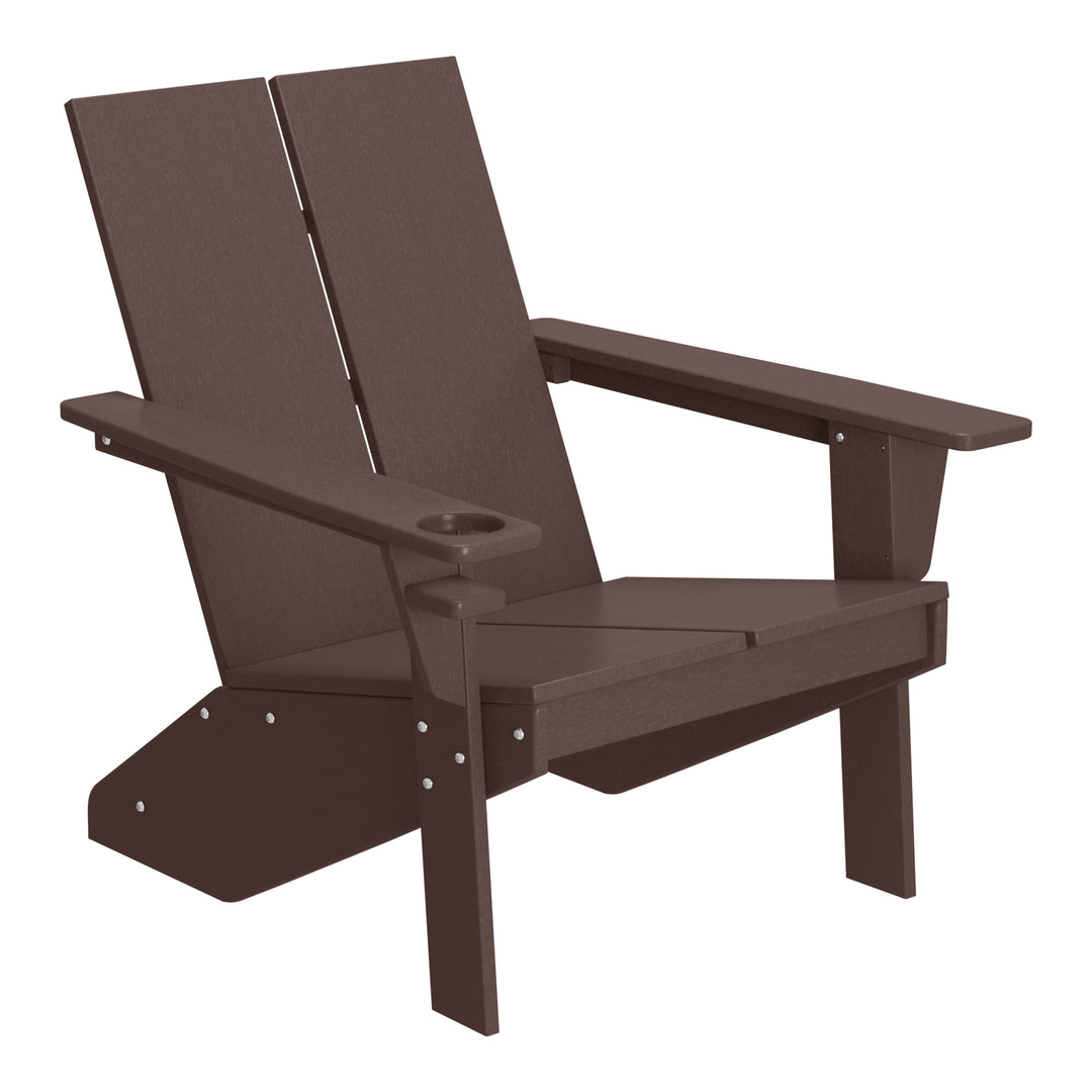 Riviera Outdoor 4-Piece HDPE Modern Adirondack Chairs Set with Folding Patio Ottomans and Cup Holder