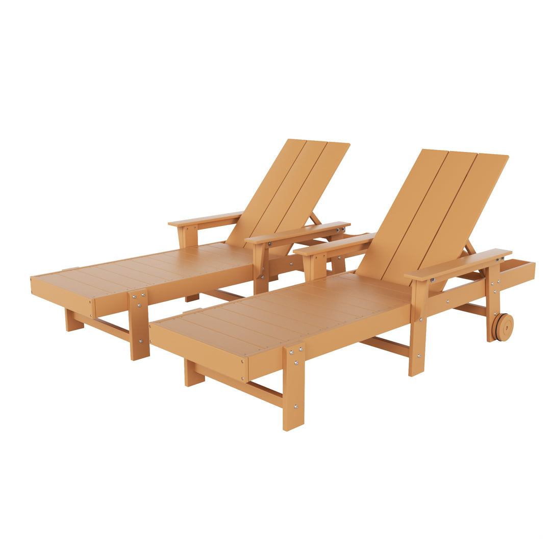 Ashore Modern Poly Reclining Chaise Lounge With Wheels