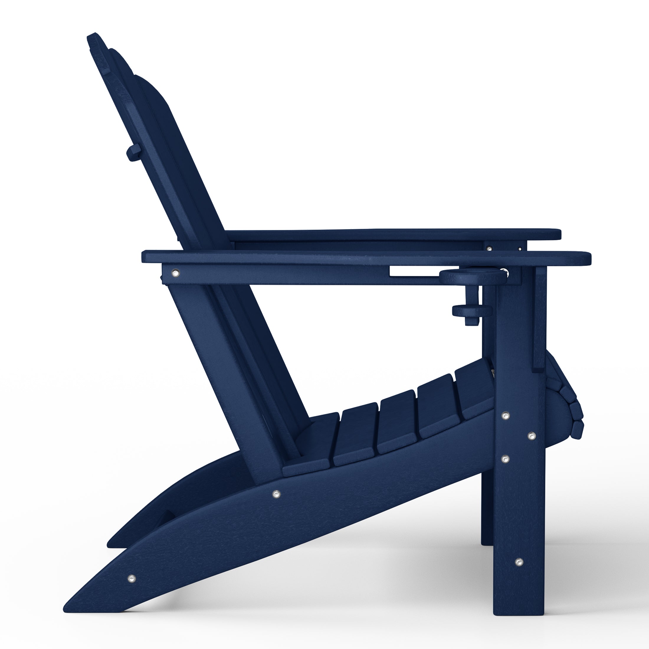 Highland 2-Piece Outdoor Patio HDPE Adirondack Chair With Ottoman and Cup Holder Set