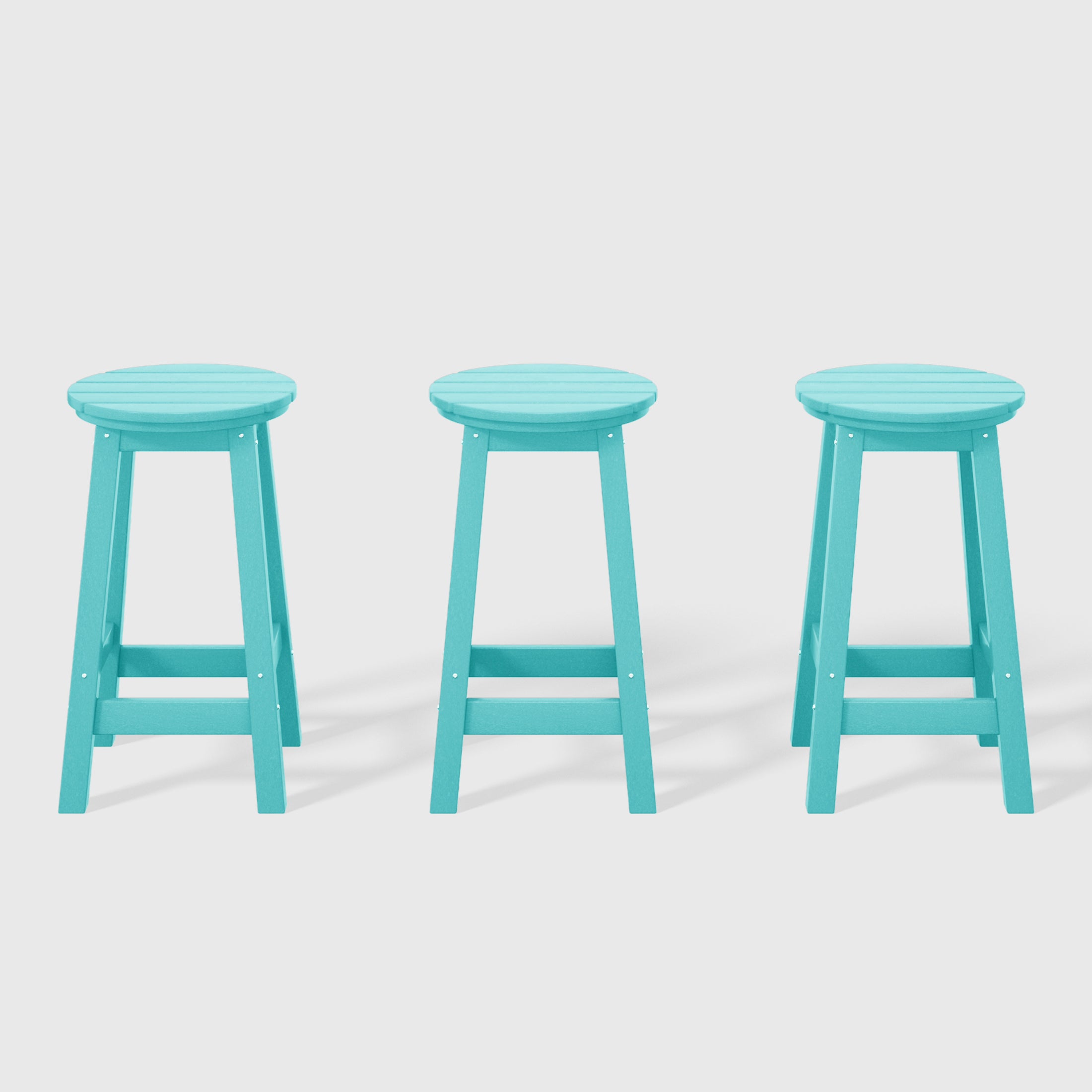 Malibu 24" HDPE Outdoor Patio Round Counter Height Bar Stool Set of 3
