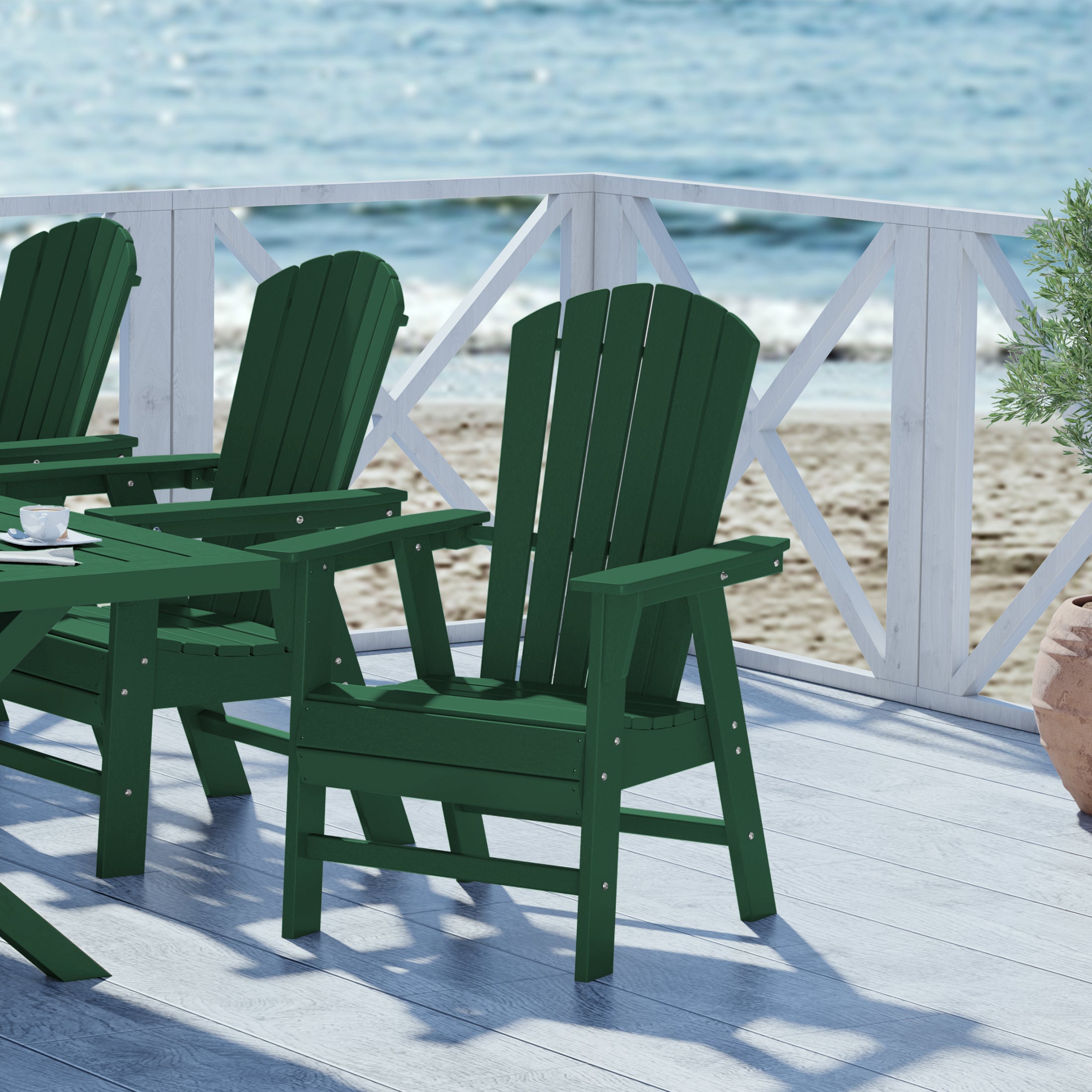 Dylan Outdoor Patio Shell-back Adirondack Dining Chair Weather Resistant