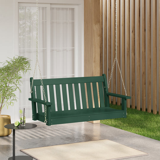 Malibu Outdoor Patio HDPE Hanging Front Porch Swing Bench