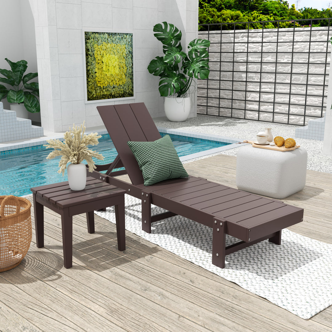 Ashore 2 Piece Modern Poly Reclining Chaise Lounge With Wheels