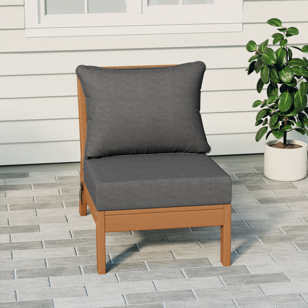 Avalon Outdoor HDPE Deep Seating Modular Armless Patio Chair with Patio Cushions