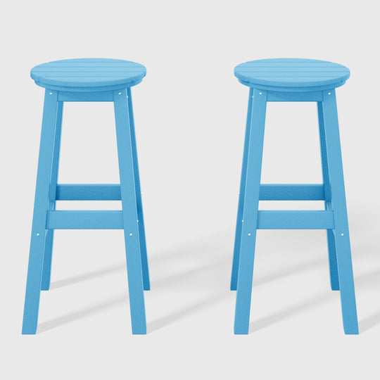 Malibu 29" HDPE Outdoor Patio Round Bar Stool (Set of 2)