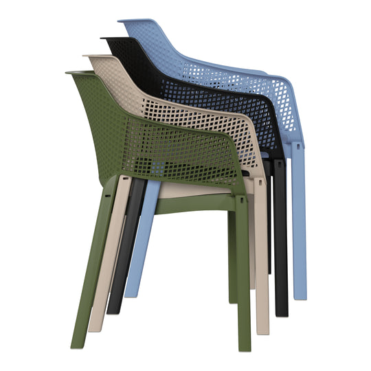 Playa Outdoor Modern Stackable Plastic Resin Patio Dining Armchair (Set of 4)