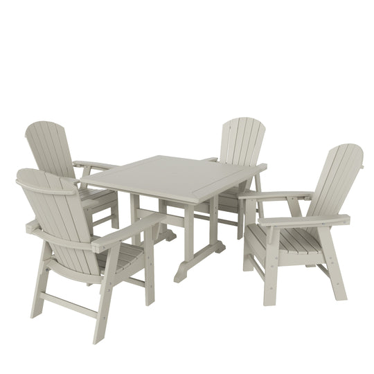 Dylan 5 Piece Outdoor Patio Square Dining Table and Shell Back Armchair Set