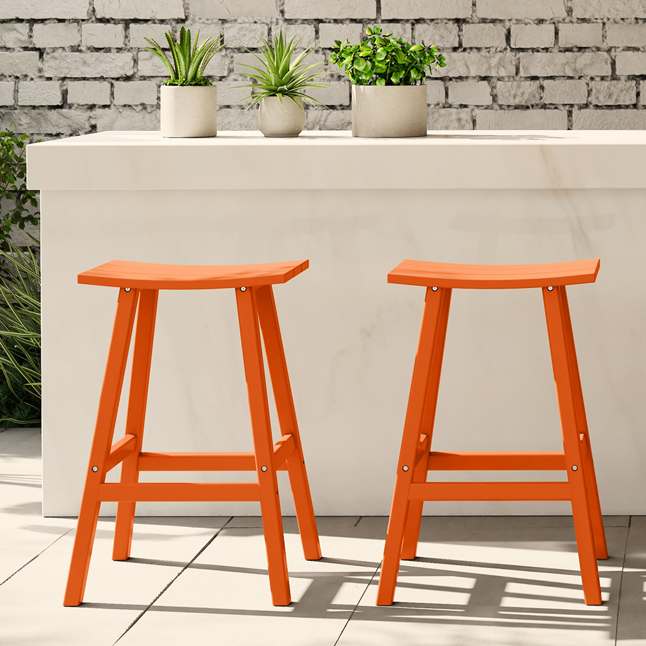 Malibu 29" HDPE Outdoor Patio Bar Height Bar Stools (Set of 2)