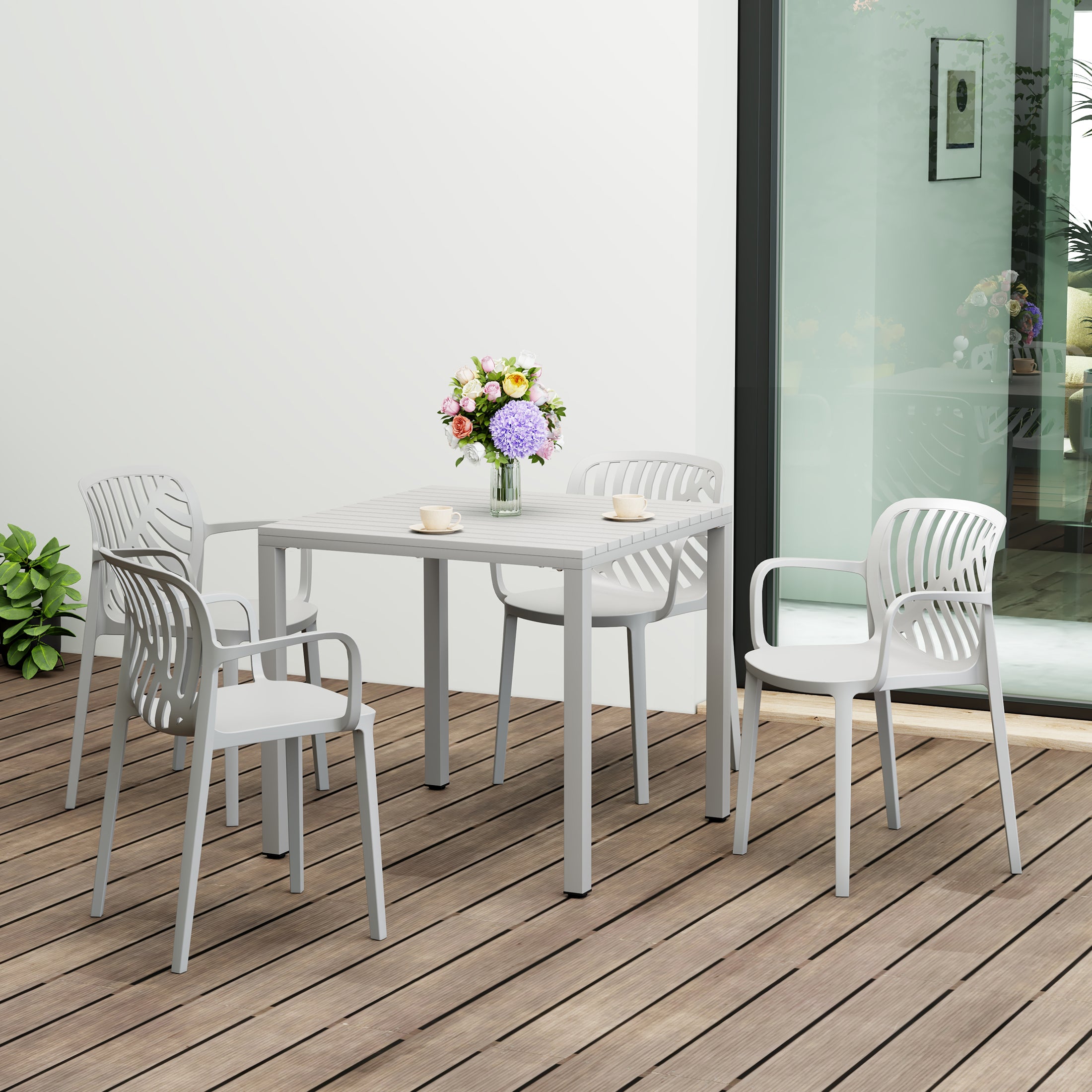 Playa 5-Piece Outdoor Square Dining Table Patio Set with Stackable Patio Dining Chairs