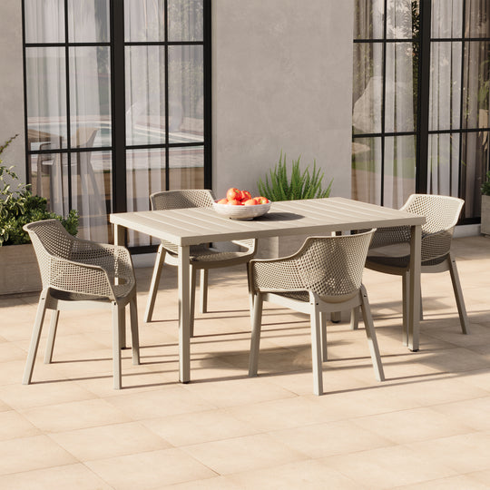 Playa Outdoor Modern Stackable Plastic Resin Patio Dining Armchair (Set of 4)