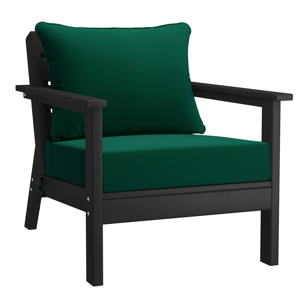 Avalon Outdoor Modern HDPE Patio Club Chairs with Deep Seat Cushions (Set of 2)