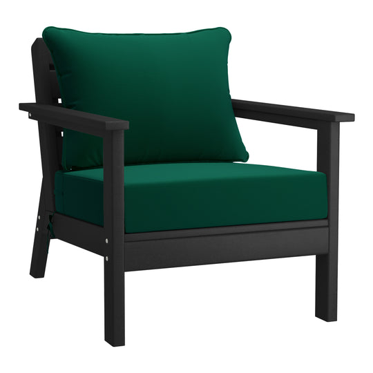Avalon Outdoor Modern HDPE Patio Club Chairs with Deep Seat Cushions (Set of 2)