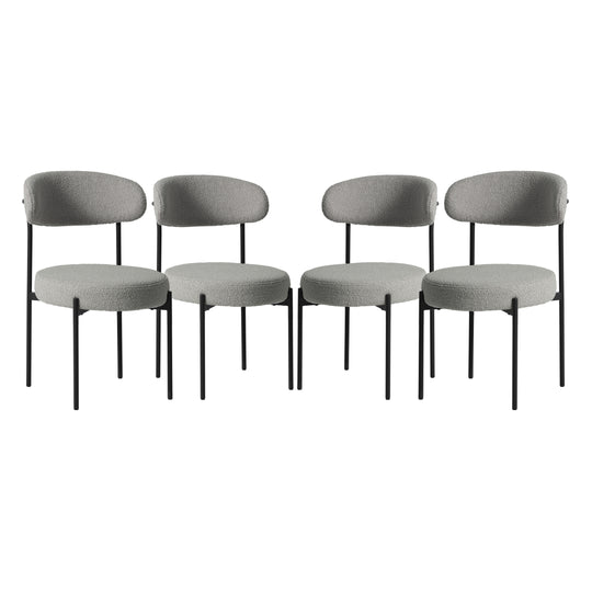 Alexandria Mid-Century Modern Upholstered Sherpa Round Dining Chairs (Set of 4)