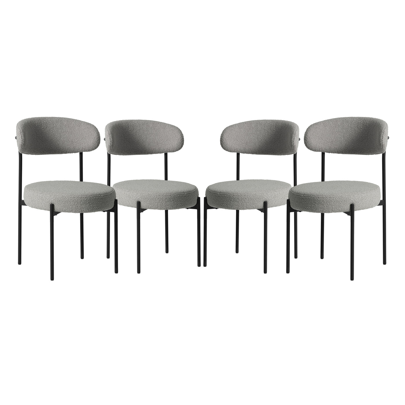 Alexandria Mid-Century Modern Upholstered Sherpa Round Dining Chairs (Set of 4)