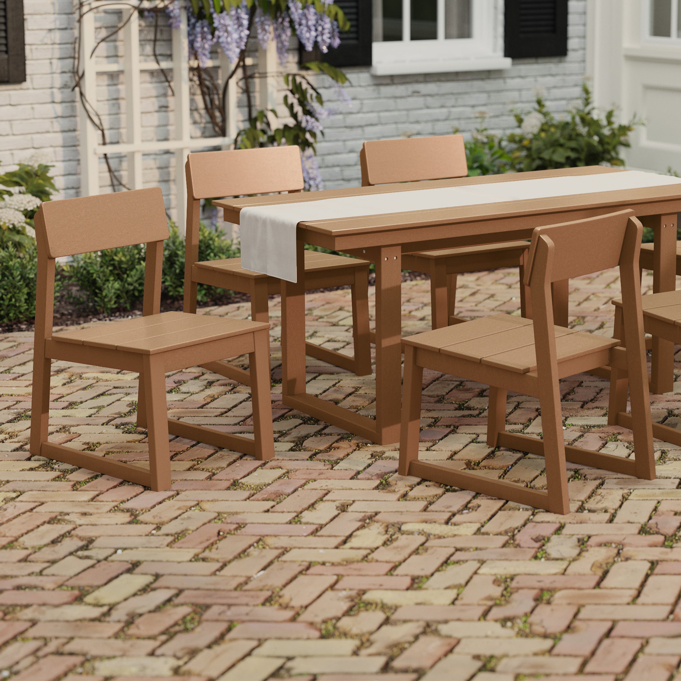 Paloma Modern HDPE Outdoor Armless Patio Dining Chairs (Set of 2)