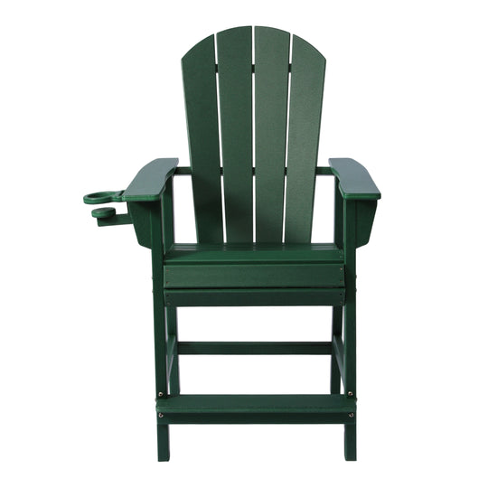Malibu Outdoor HDPE  Tall Adirondack Counter Height Bar Chair With Cup Holder