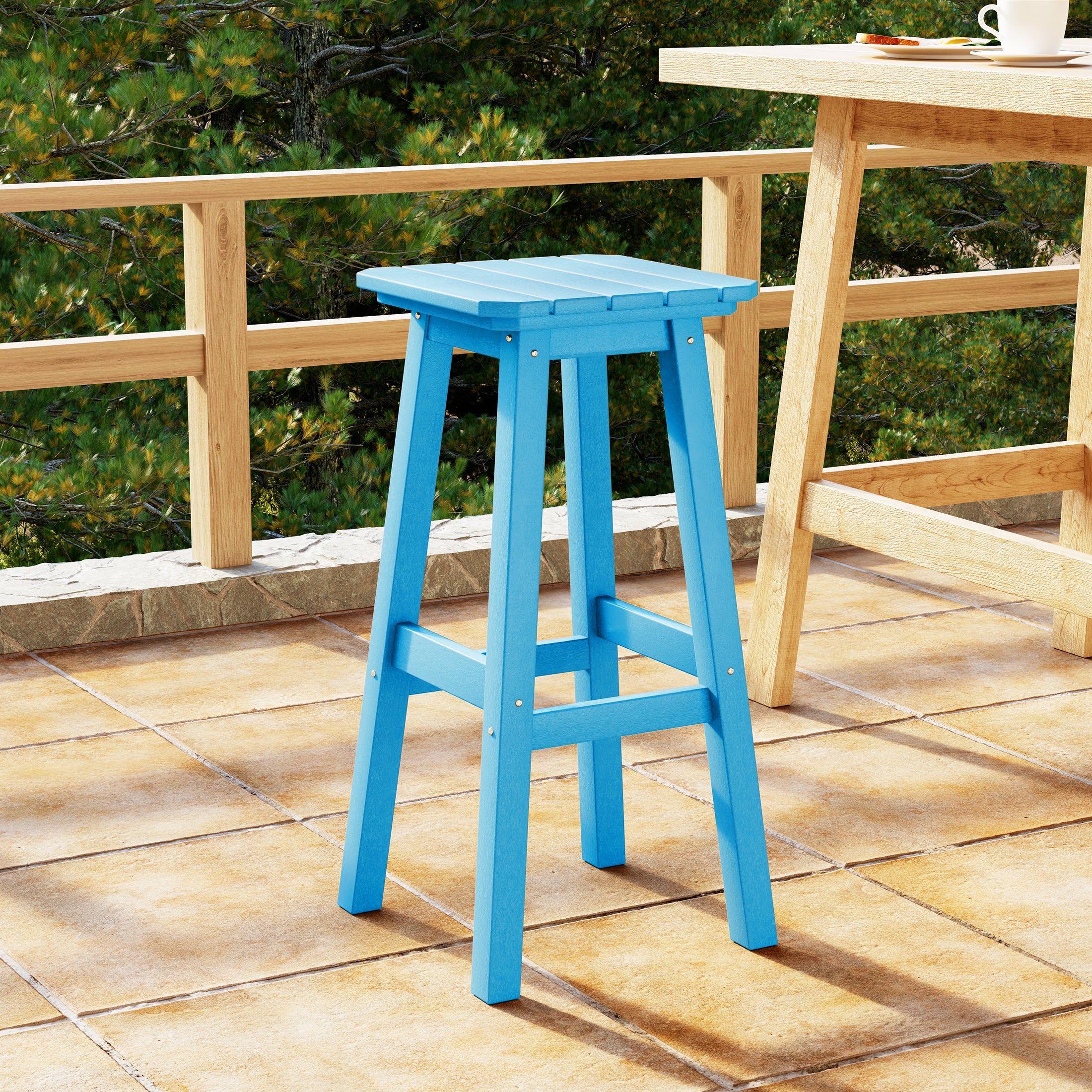Malibu 29" HDPE Outdoor Patio Square Backless Bar Stool