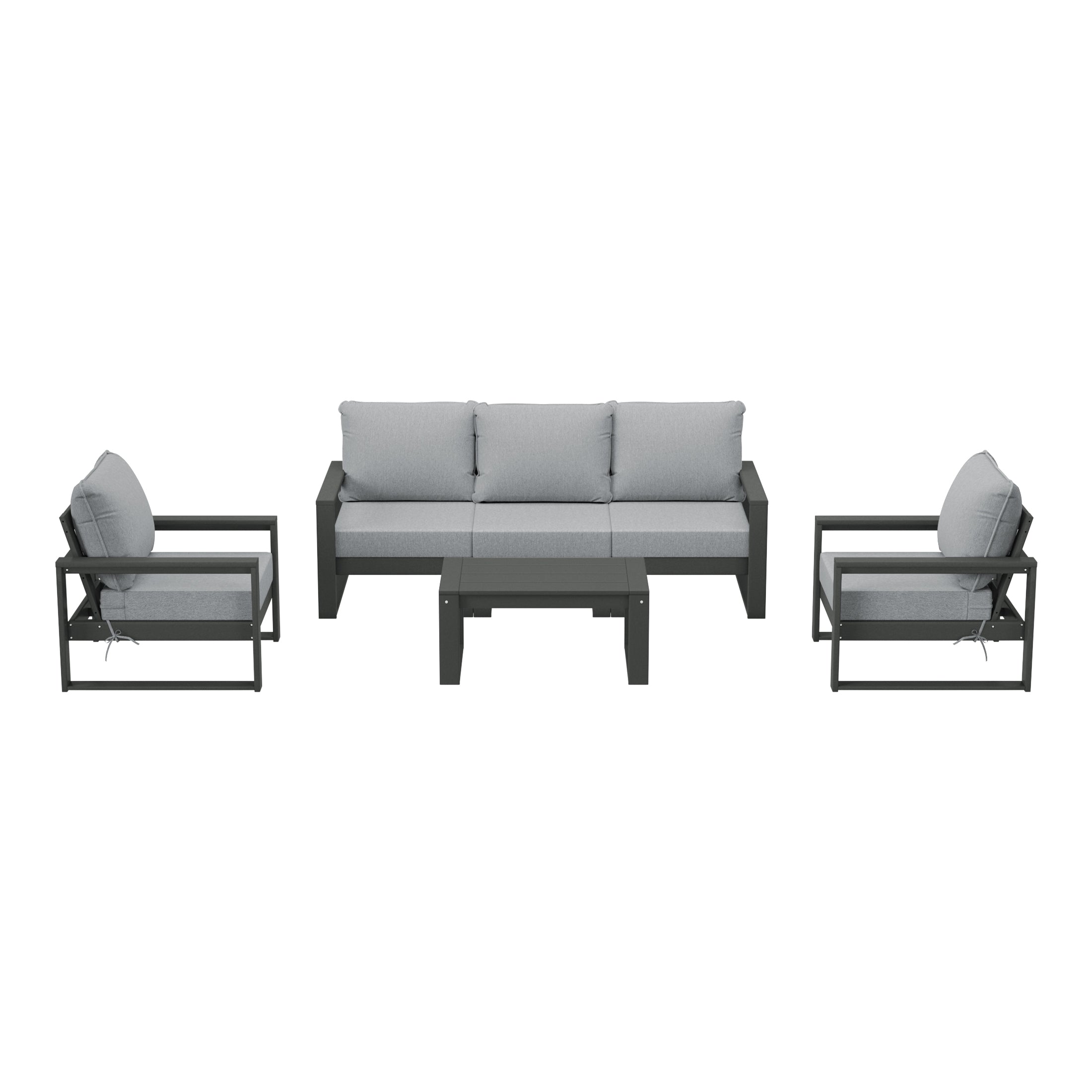 Montara 6-Piece Modern HDPE Outdoor Patio Furniture Sofa Conversation Set with Coffee Table