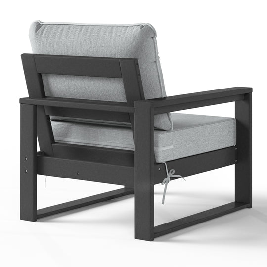 Outdoor HDPE Left Arm Sectional Patio Corner Club Chair with Patio Cushions