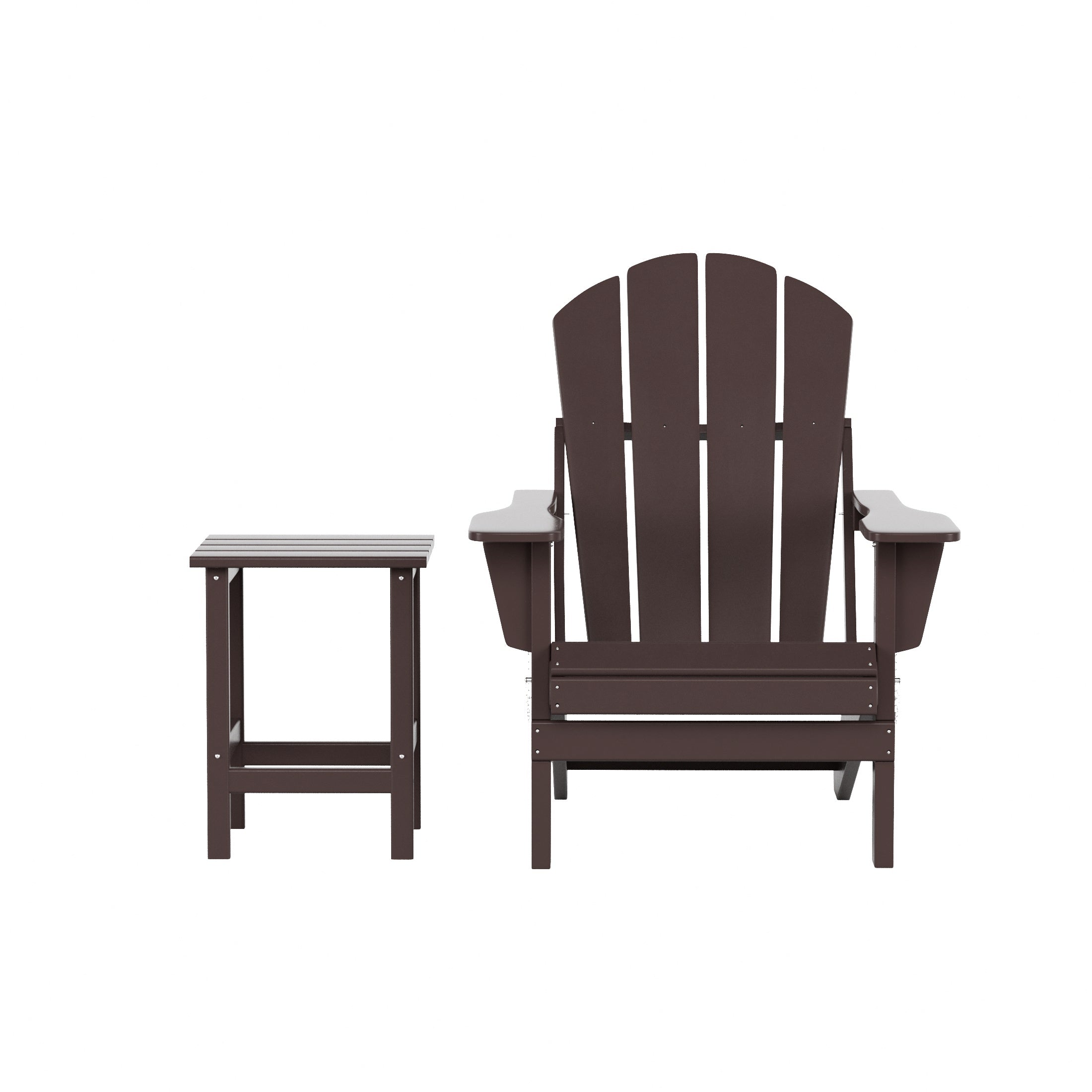 Malibu 2 piece set outdoor folding Poly Adirondack chair with side table