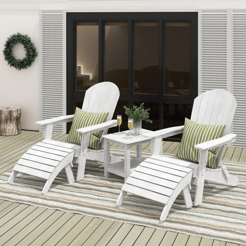Tuscany 5-Piece Outdoor Folding Adirondack Seashell Chair With Folding Ottoman And Side Table