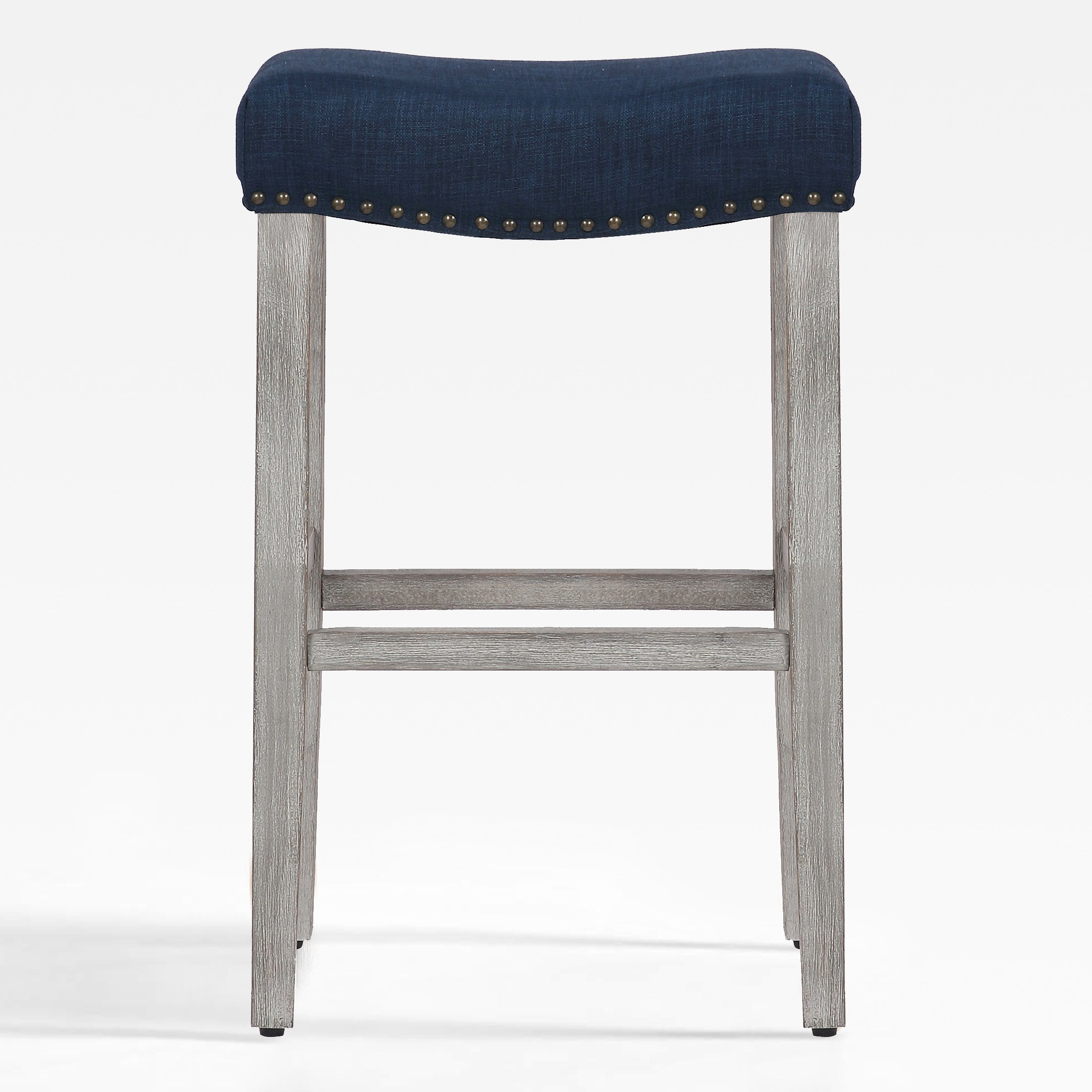 Lenox 29" upholstered nail head bar counter stools with Antique Gray color legs