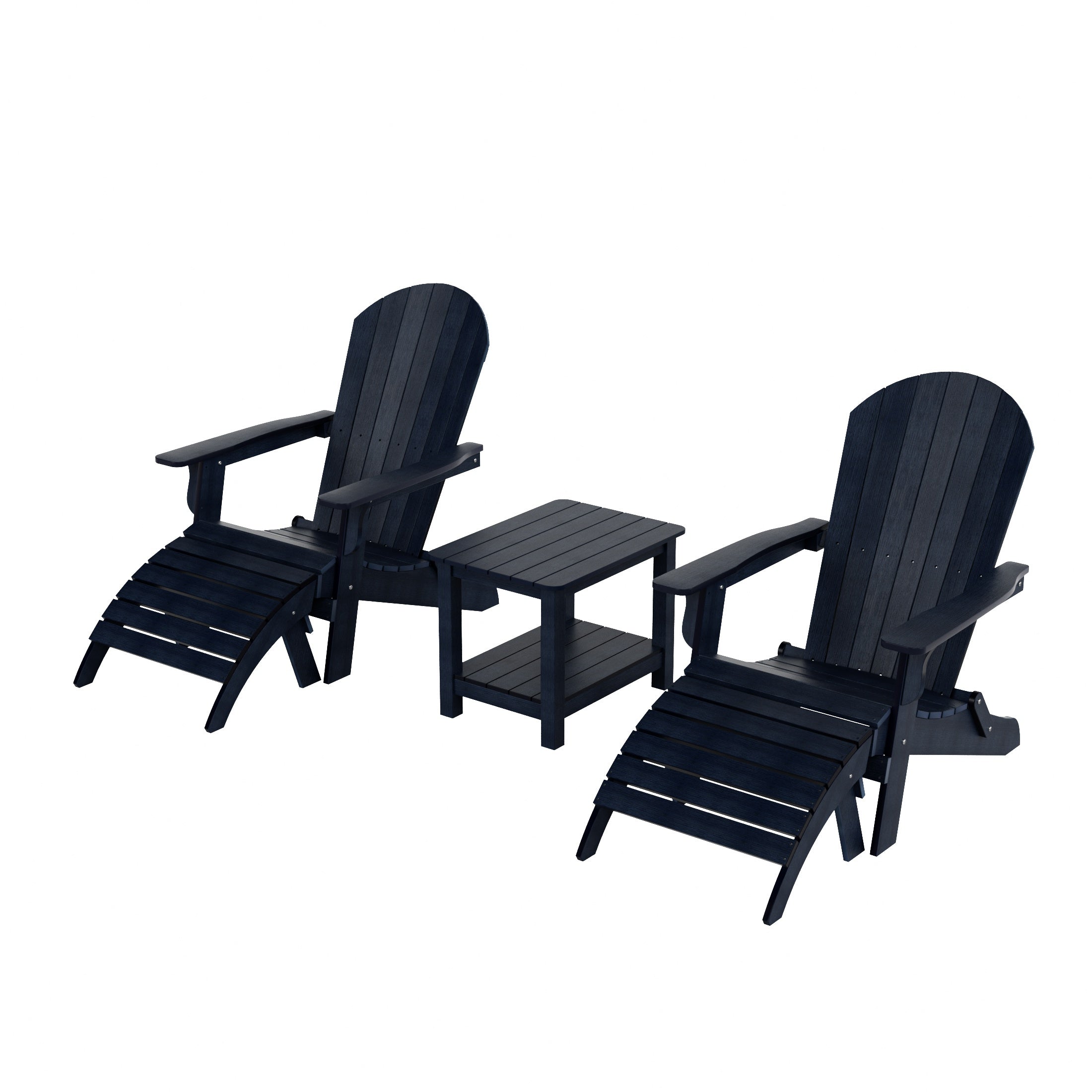 Tuscany 5-Piece Outdoor Folding Adirondack Seashell Chair With Folding Ottoman And Side Table