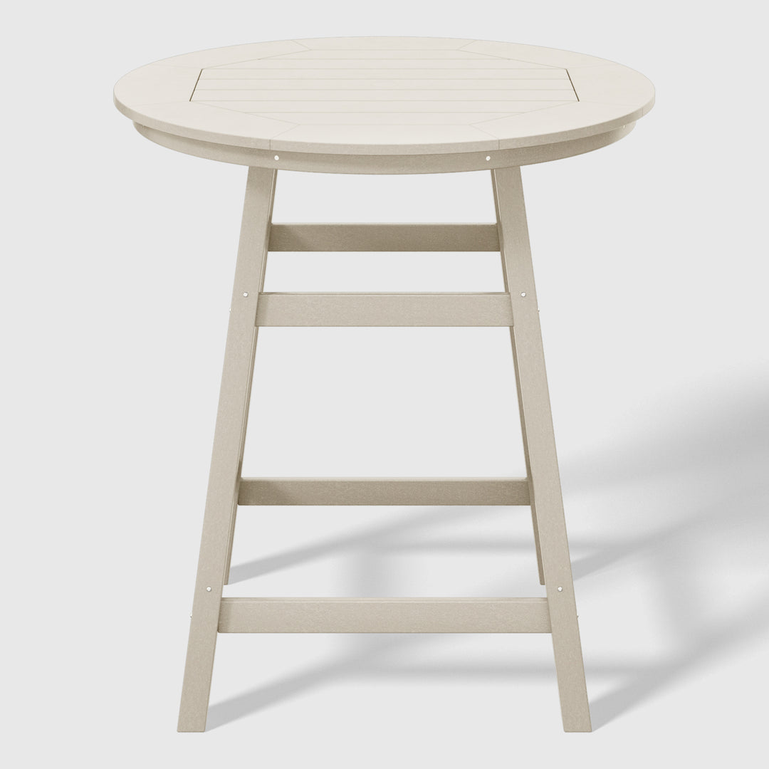 Malibu 5-Piece HDPE Outdoor Patio Dining Bar Bistro Table Set with Counter High Round Bar Stools