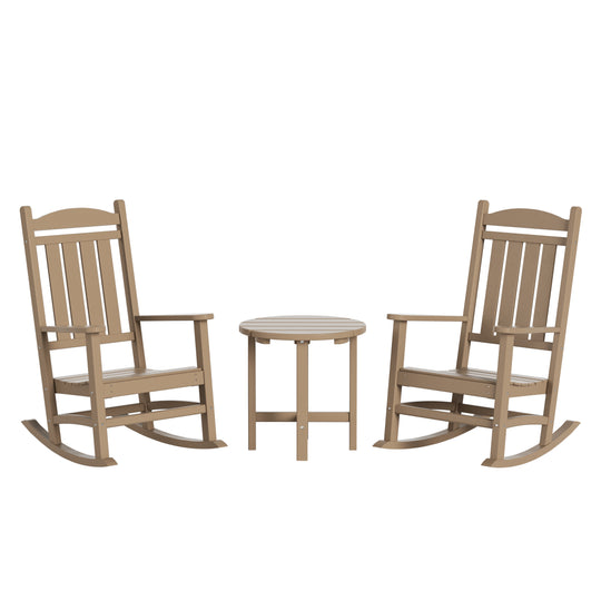 Malibu 3-Piece set Outdoor / Patio rocking chairs with a side table ( 2 seater )