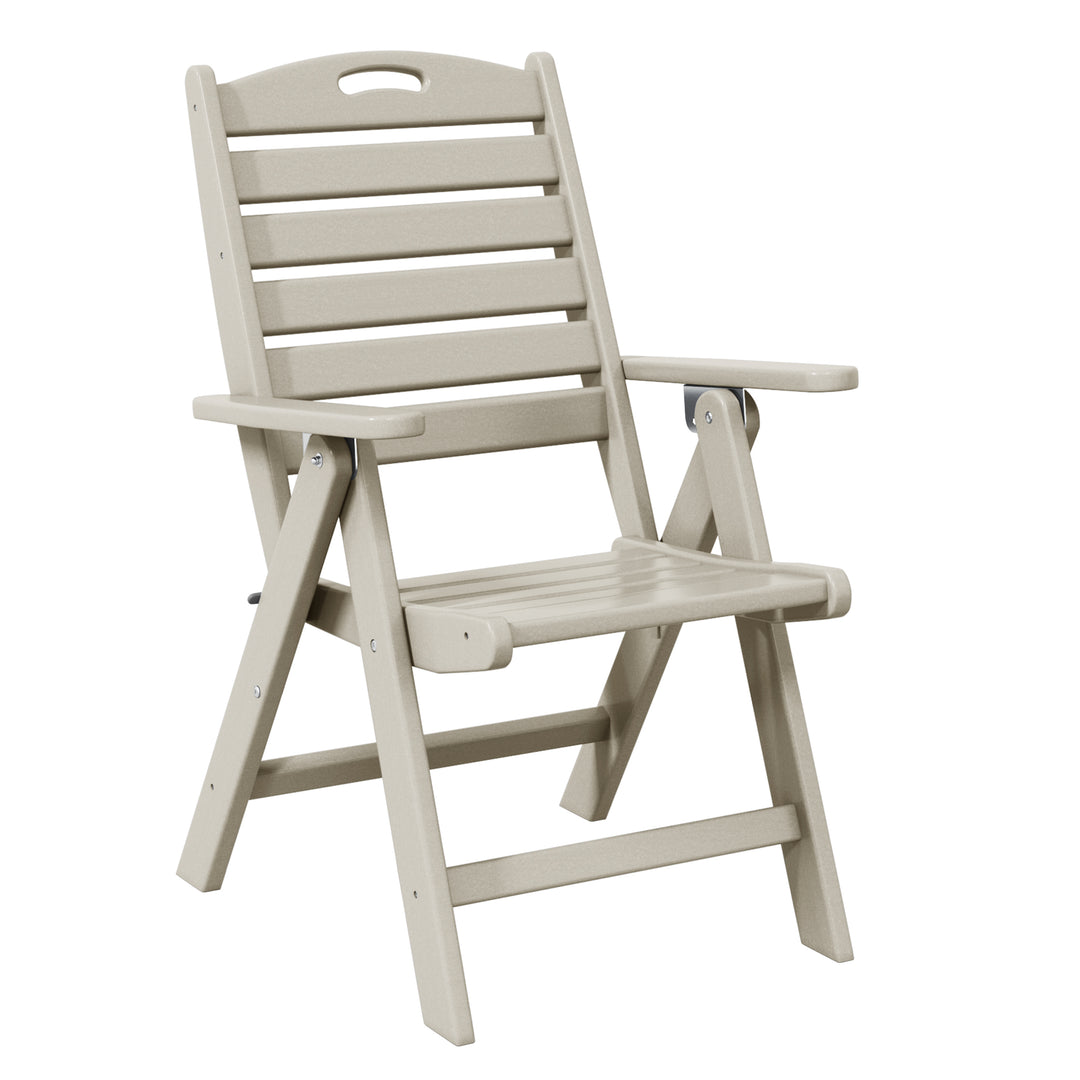 Malibu 5-Piece HDPE Square Patio Dining Table Set with Foldable Chairs
