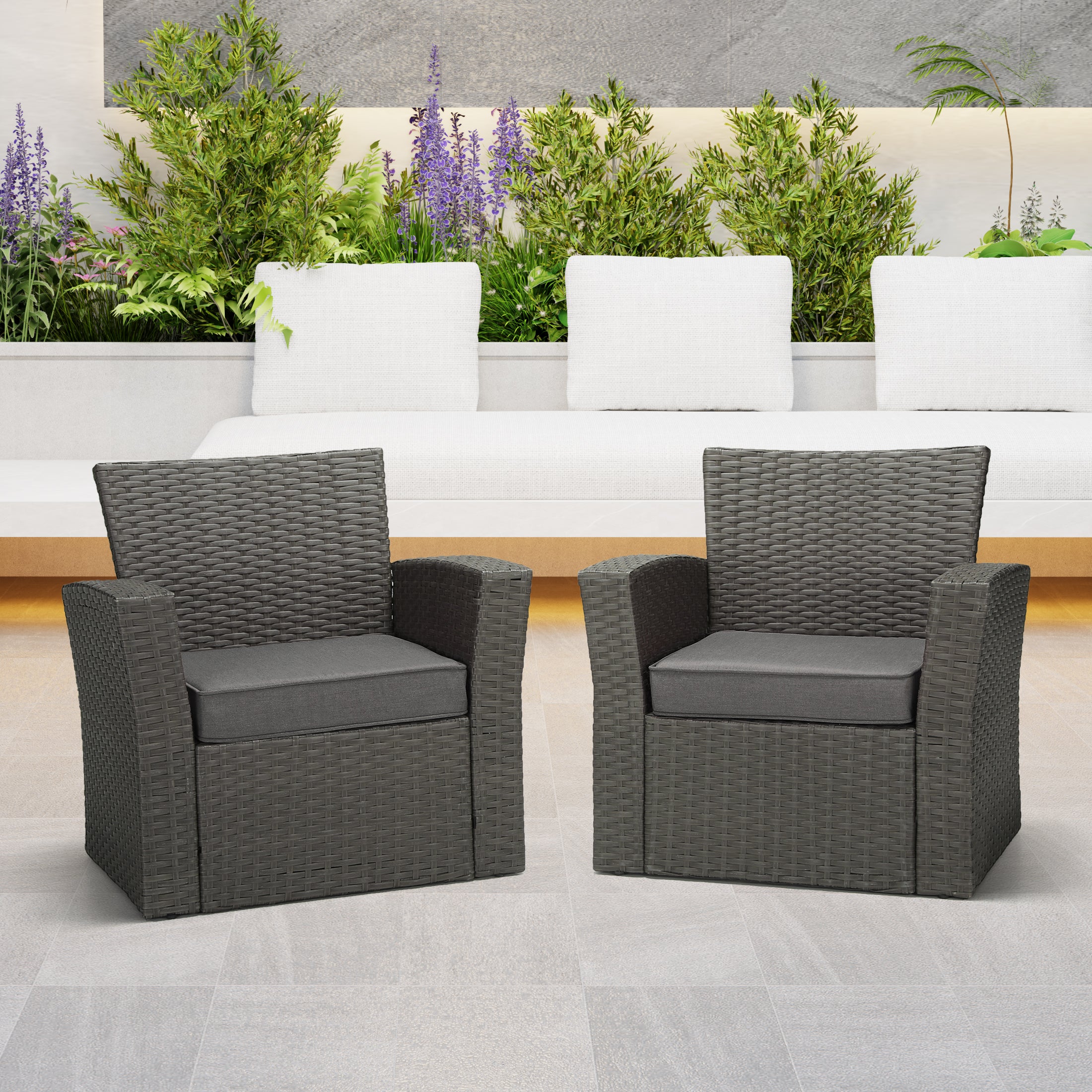 Solace Outdoor Patio Furniture Seat Chair Square Cushions with Piping. Set of 2, 20" x 19"