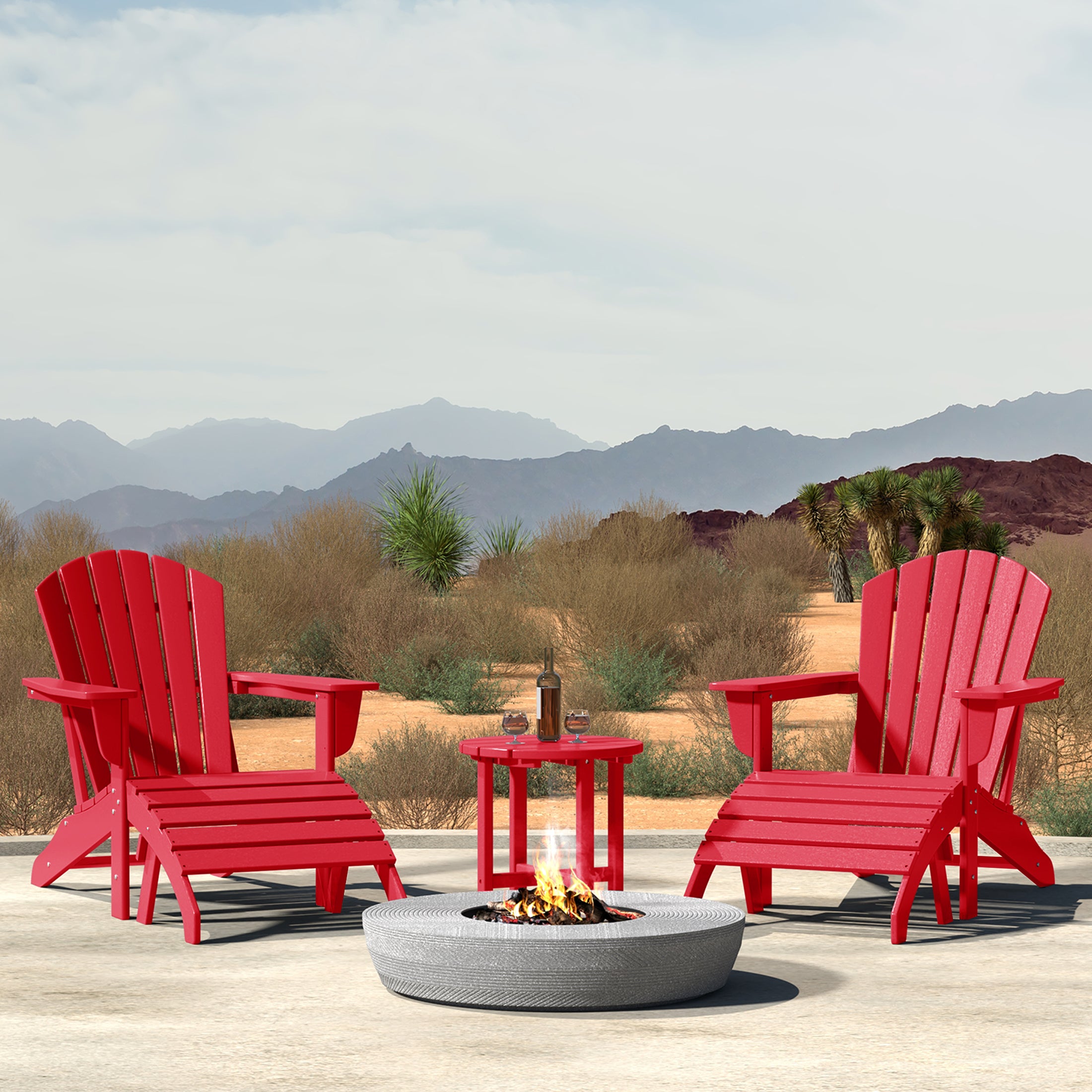 Dylan Outdoor Adirondack Chair With Ottoman And Side Table 5-Piece Set