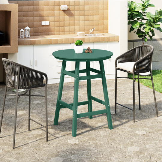 Malibu Outdoor 35" HDPE Round Patio Bar Height Table