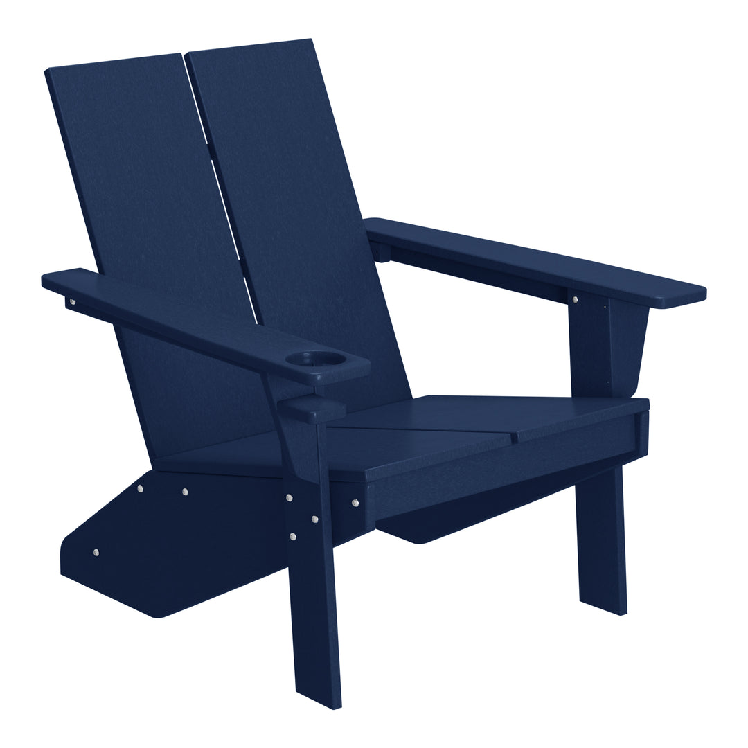 Riviera Outdoor 4-Piece HDPE Modern Adirondack Chairs Set with Folding Patio Ottomans and Cup Holder
